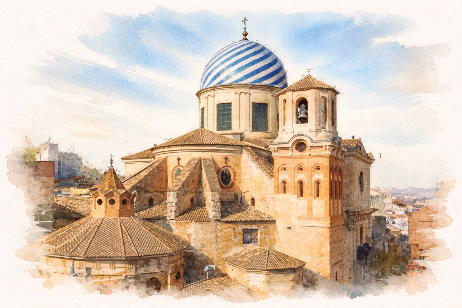 Acuarela de la Basílica de la Purísima de Yecla